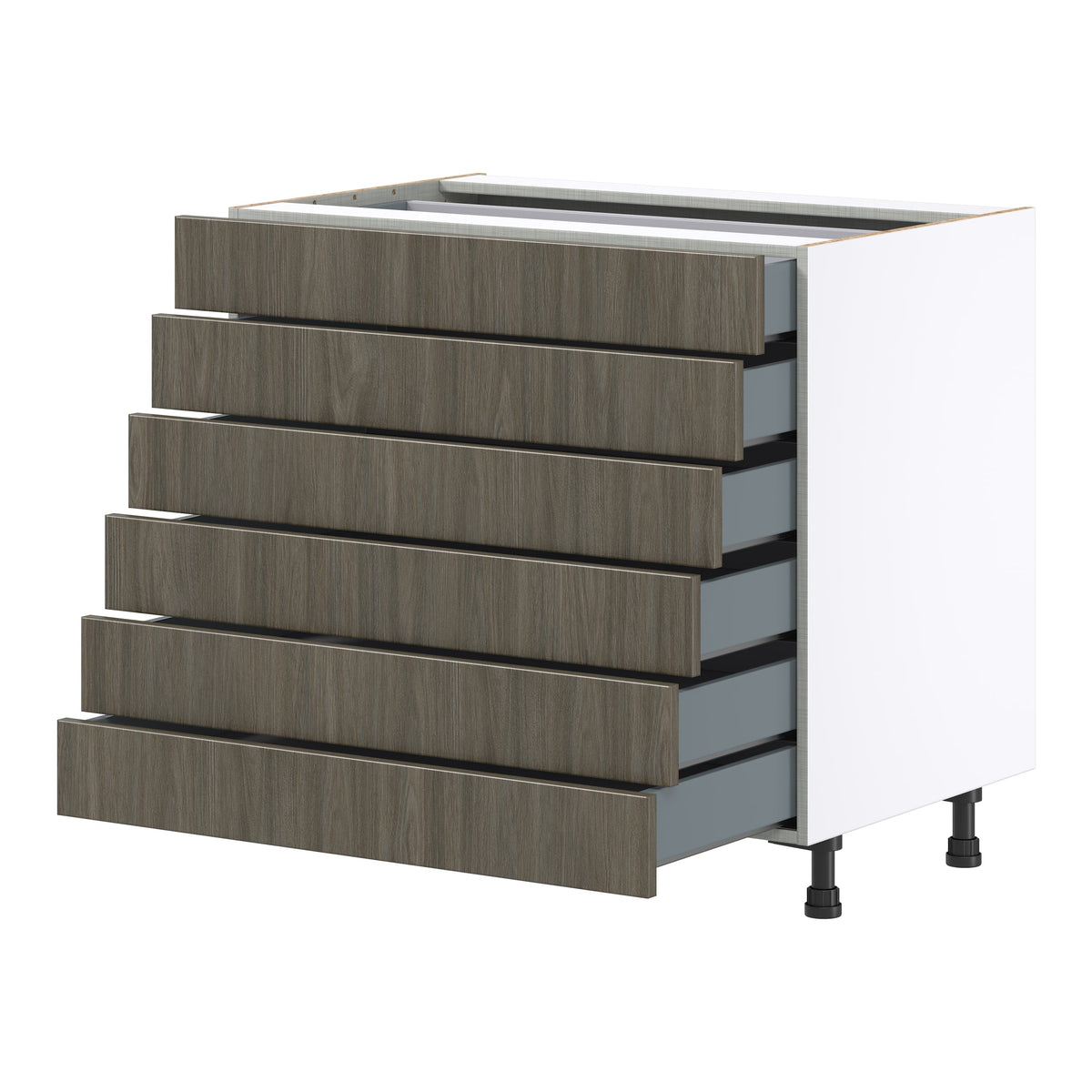 Hugo&Borg Savane 36-in W x 34.5-in H x 24-in D Textmel 6-Drawer Base Fully Assembled Cabinet (Flat Panel Style)