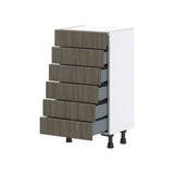 Hugo&Borg Savane 18-in W x 34.5-in H x 14-in D Textmel 6-Drawer Base Fully Assembled Cabinet (Flat Panel Style)