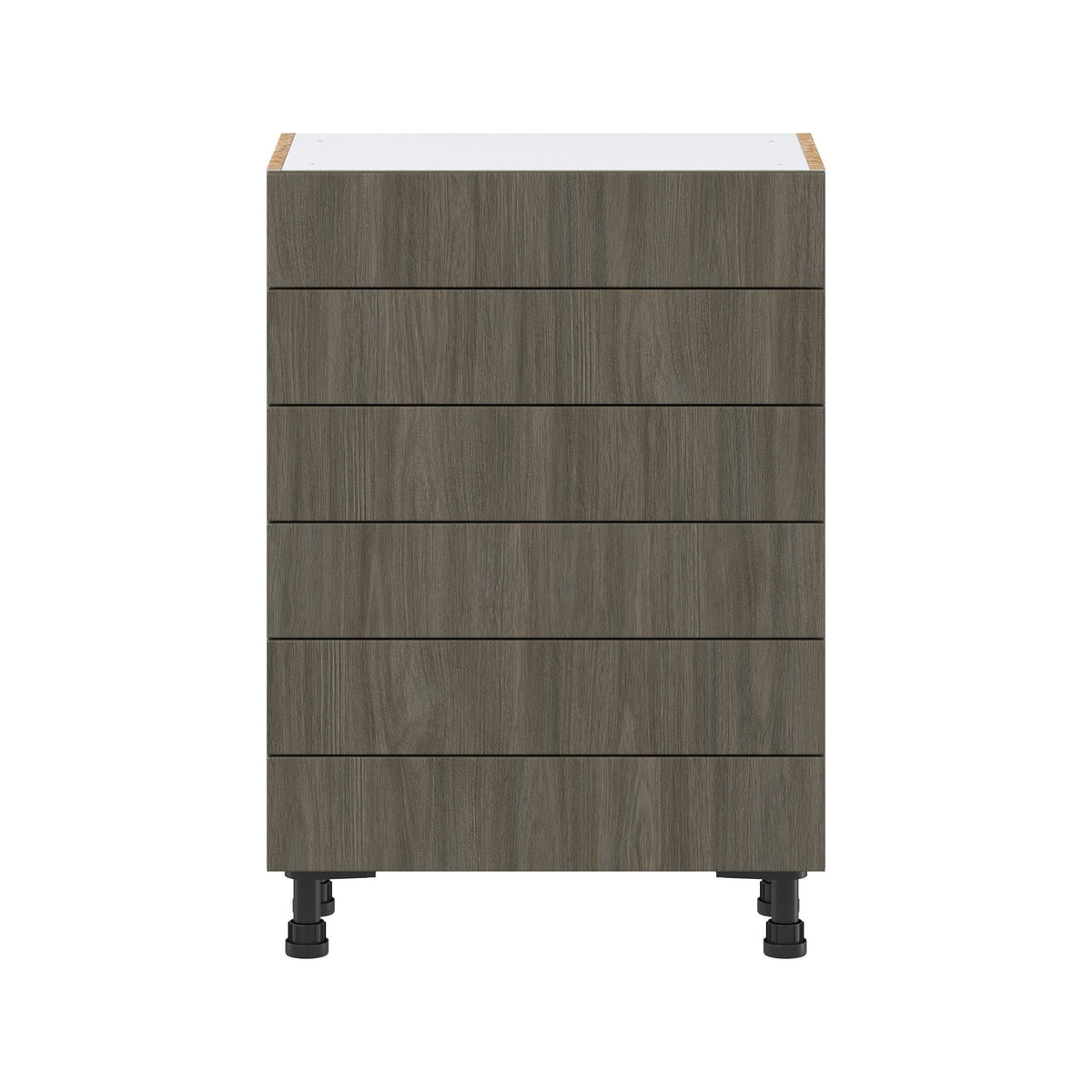 Hugo&Borg Savane 24-in W x 34.5-in H x 14-in D Textmel 6-Drawer Base Fully Assembled Cabinet (Flat Panel Style)