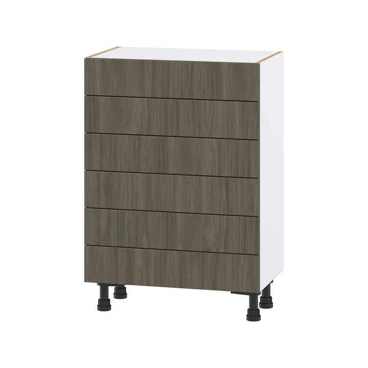 Hugo&Borg Savane 24-in W x 34.5-in H x 14-in D Textmel 6-Drawer Base Fully Assembled Cabinet (Flat Panel Style)
