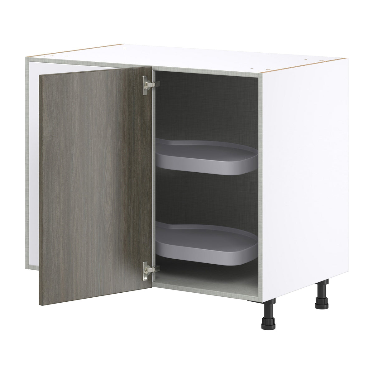 Hugo&Borg Savane 39-in W x 34.5-in H x 25-in D Textmel Blind Corner Base Fully Assembled Cabinet (Flat Panel Slab Style)
