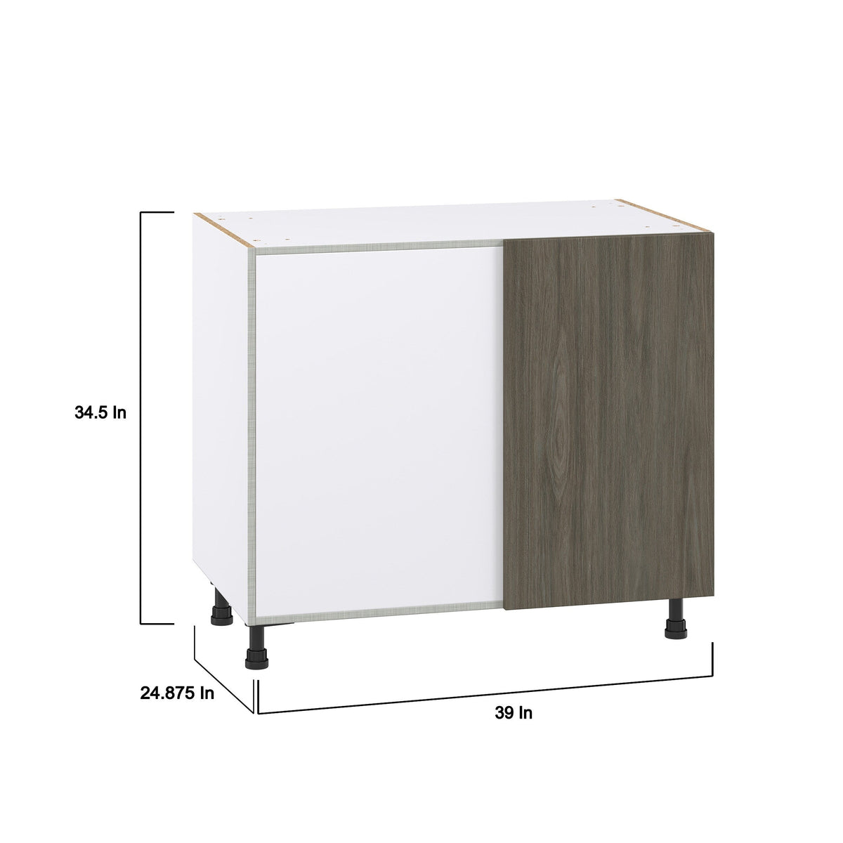 Hugo&Borg Savane 39-in W x 34.5-in H x 25-in D Textmel Blind Corner Base Fully Assembled Cabinet (Flat Panel Slab Style)
