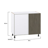 Hugo&Borg Savane 39-in W x 34.5-in H x 25-in D Textmel Blind Corner Base Fully Assembled Cabinet (Flat Panel Slab Style)