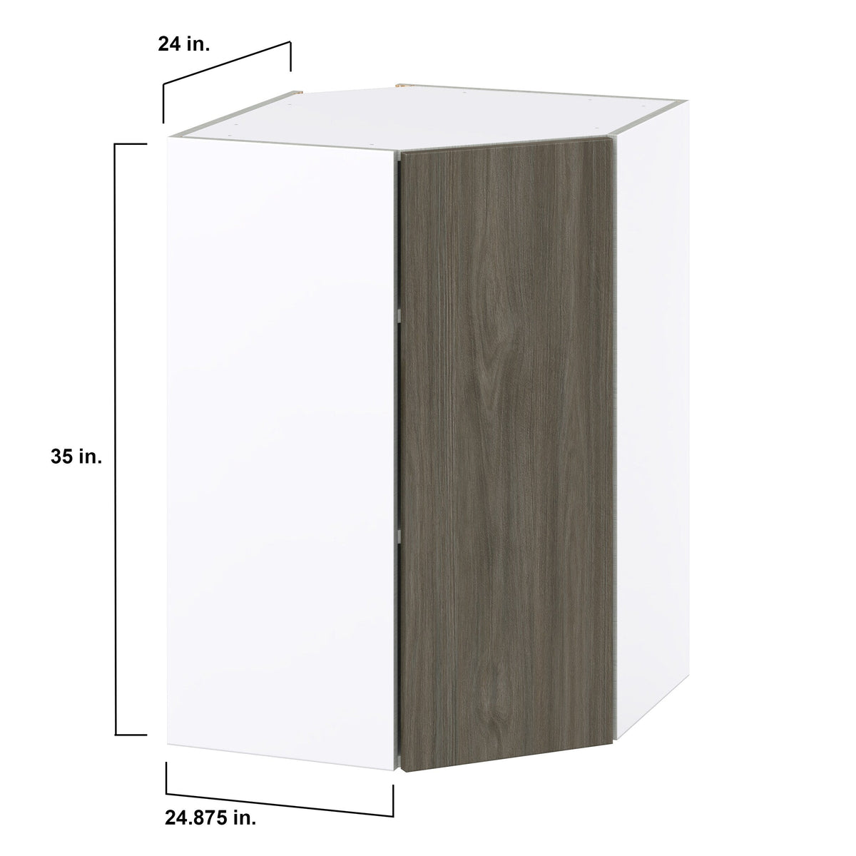 Hugo&Borg Savane 24-in W x 35-in H x 14-in D Textmel Diagonal Corner Wall Fully Assembled Cabinet (Flat Panel Slab Style)