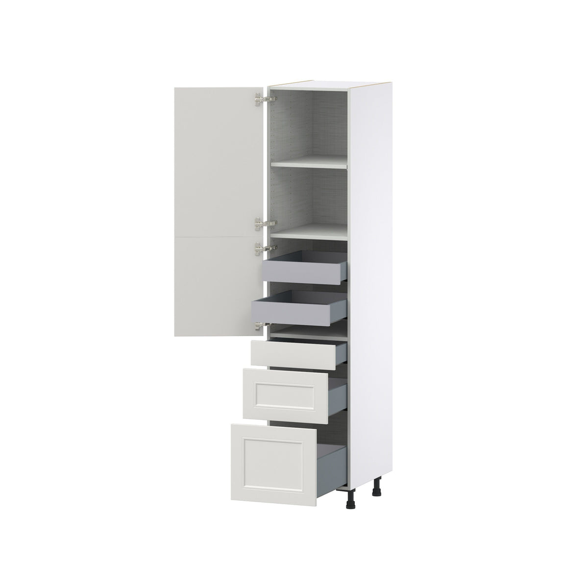 Hugo&Borg Belcourt 18-in W x 84.5-in H x 24-in D Gray Painted 5-Drawer Pantry Fully Assembled Cabinet (Recessed Panel Shaker Style)