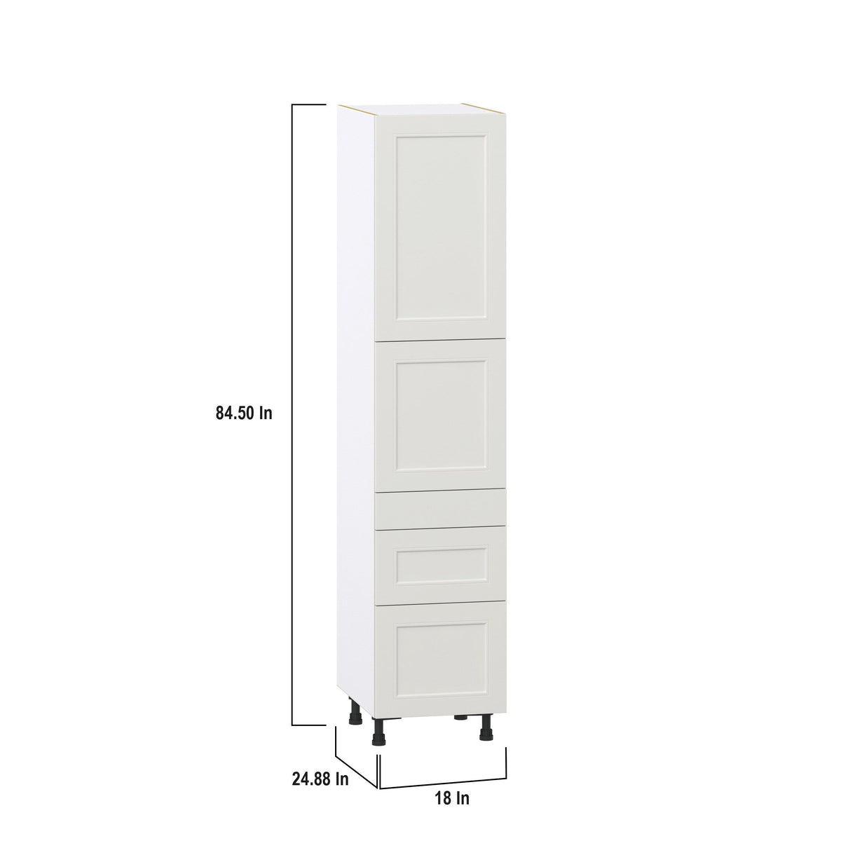 Hugo&Borg Belcourt 18-in W x 84.5-in H x 24-in D Gray Painted 5-Drawer Pantry Fully Assembled Cabinet (Recessed Panel Shaker Style)