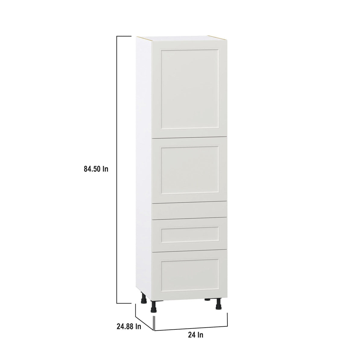 Hugo&Borg Belcourt 24-in W x 84.5-in H x 24-in D Gray Painted 5-Drawer Pantry Fully Assembled Cabinet (Recessed Panel Shaker Style)