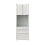 Hugo&Borg Belcourt 30-in W x 89.5-in H x 24-in D Gray Painted 3-Drawers Single Oven Pantry Fully Assembled Cabinet (Recessed Panel Shaker Style)