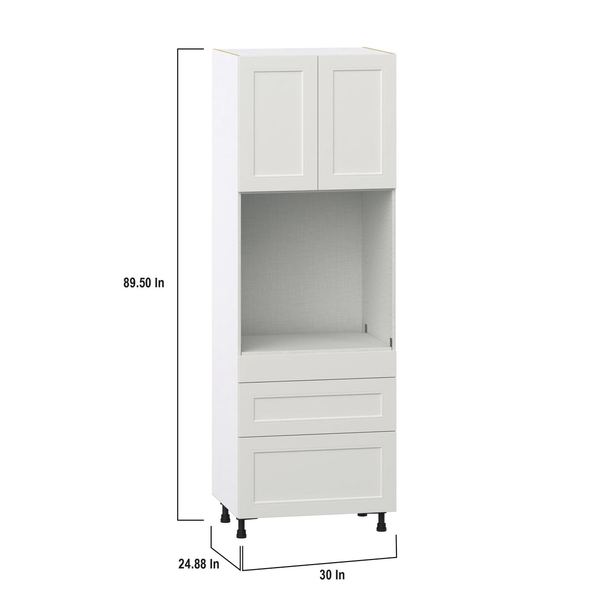 Hugo&Borg Belcourt 30-in W x 89.5-in H x 24-in D Gray Painted 3-Drawers Single Oven Pantry Fully Assembled Cabinet (Recessed Panel Shaker Style)