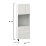 Hugo&Borg Belcourt 30-in W x 89.5-in H x 24-in D Gray Painted 3-Drawers Single Oven Pantry Fully Assembled Cabinet (Recessed Panel Shaker Style)