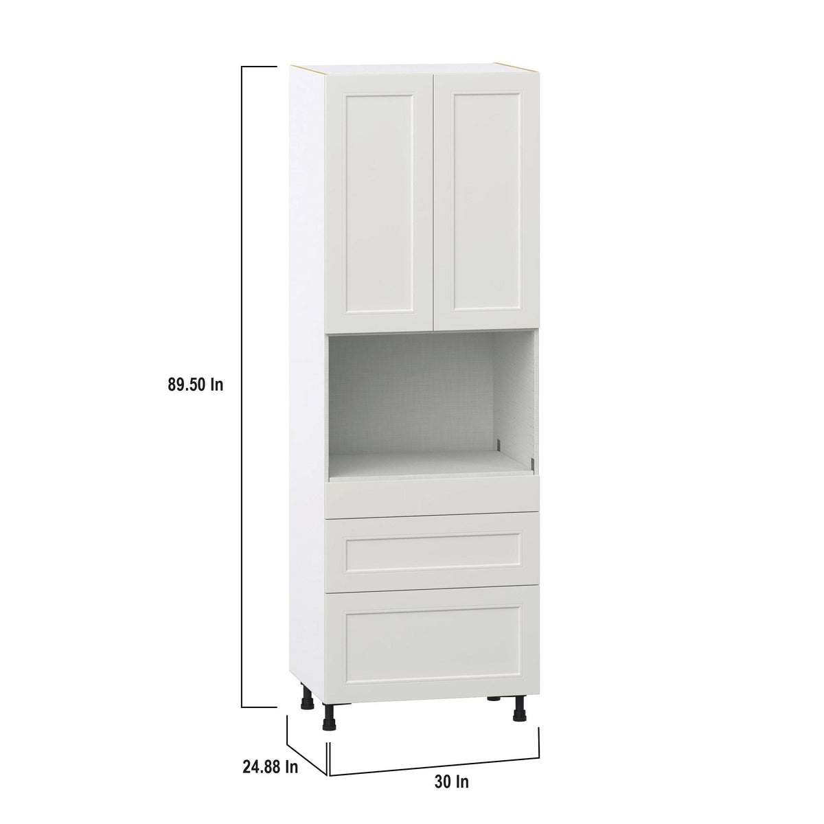 Hugo&Borg Belcourt 30-in W x 89.5-in H x 24-in D Gray Painted 3-Drawers Pantry Fully Assembled Cabinet (Recessed Panel Shaker Style)