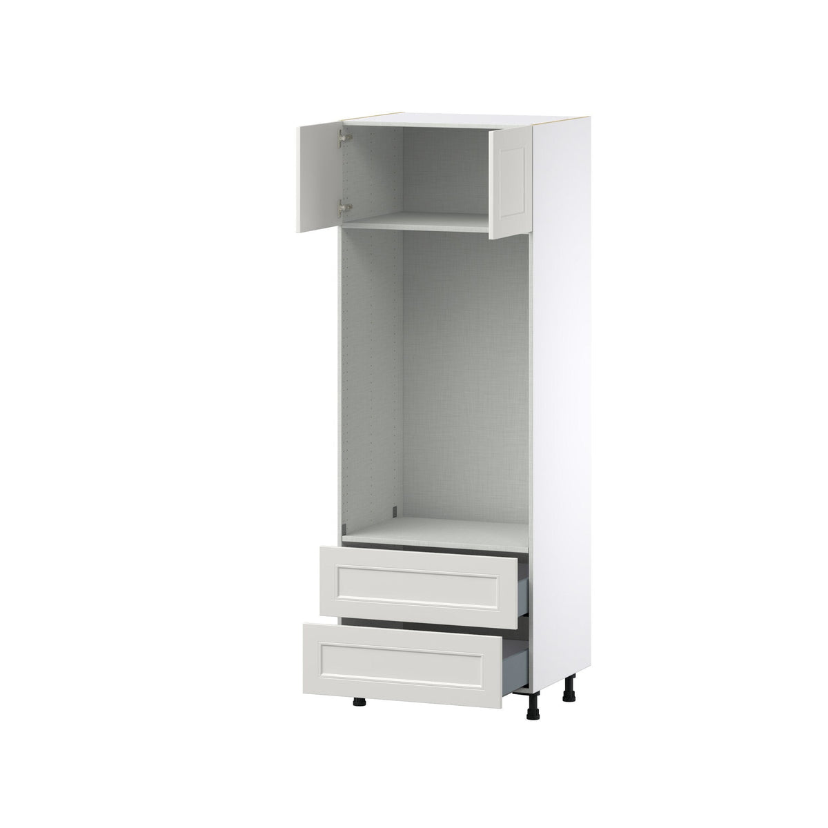 Hugo&Borg Belcourt 30-in W x 84.5-in H x 24-in D Gray Painted 2-Drawers Microwave Pantry Fully Assembled Cabinet (Recessed Panel Shaker Style)