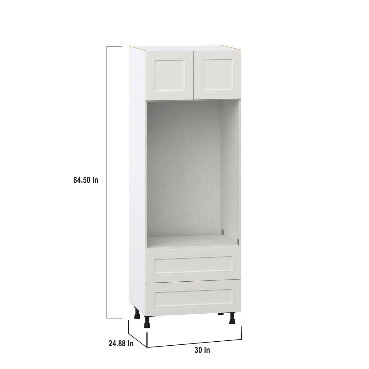 Hugo&Borg Belcourt 30-in W x 84.5-in H x 24-in D Gray Painted 2-Drawers Microwave Pantry Fully Assembled Cabinet (Recessed Panel Shaker Style)