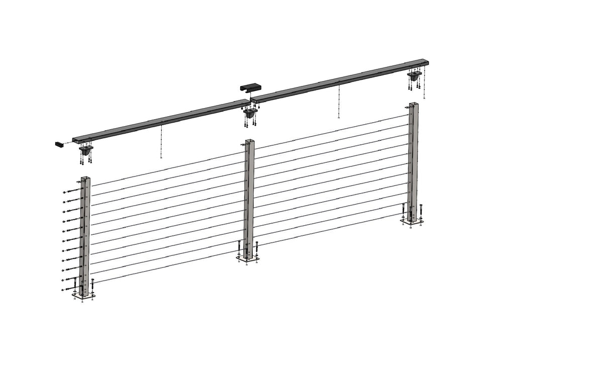CityPost Deck Mount White Steel Deck Cable Rail Kit