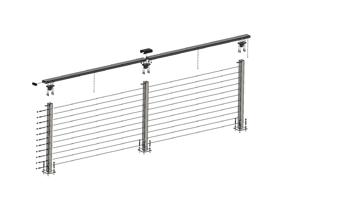 CityPost Deck Mount Black Steel Deck Cable Rail Kit
