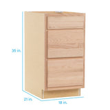 Project Source Ready to Finish 18-in W x 35-in H x 21-in D 3-Drawer Freestanding Cabinet Bank, Natural Rustic Oak