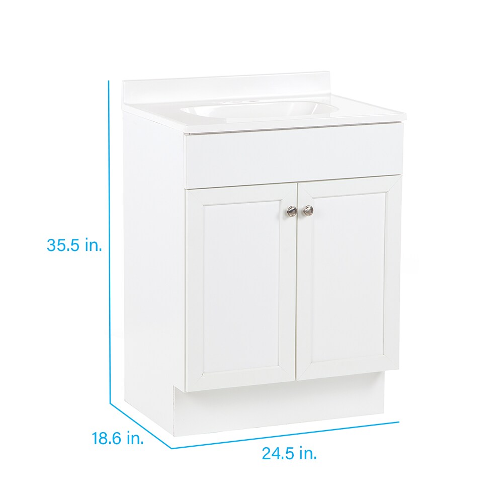 Project Source 24.5-in White Shaker Single Sink Bathroom Vanity with White Cultured Marble Top