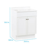 Project Source 24.5-in White Shaker Single Sink Bathroom Vanity with White Cultured Marble Top