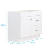 Project Source 36-in White Bathroom Vanity Cabinet (Base Only, Without Top)