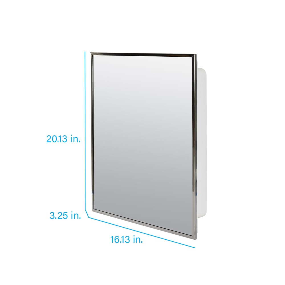 Project Source 16.13-in x 20.13-in Surface/Recessed Mount Stainless Steel Mirrored Medicine Cabinet