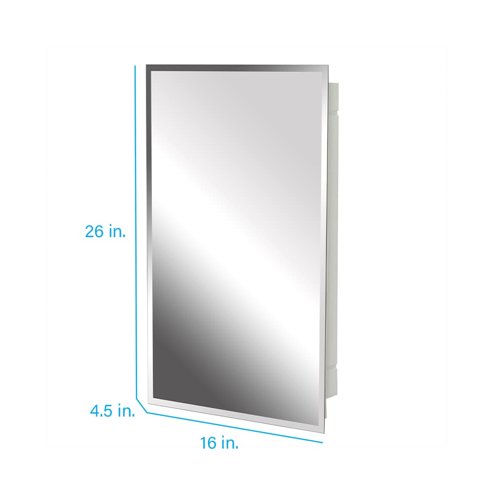 Project Source 16-in x 26-in Rectangle Surface/Recessed Frameless Mirrored Medicine Cabinet