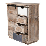 LuxenHome Rustic Wood, Distressed White, Distressed Blue Rustic Mdf Media Cabinet