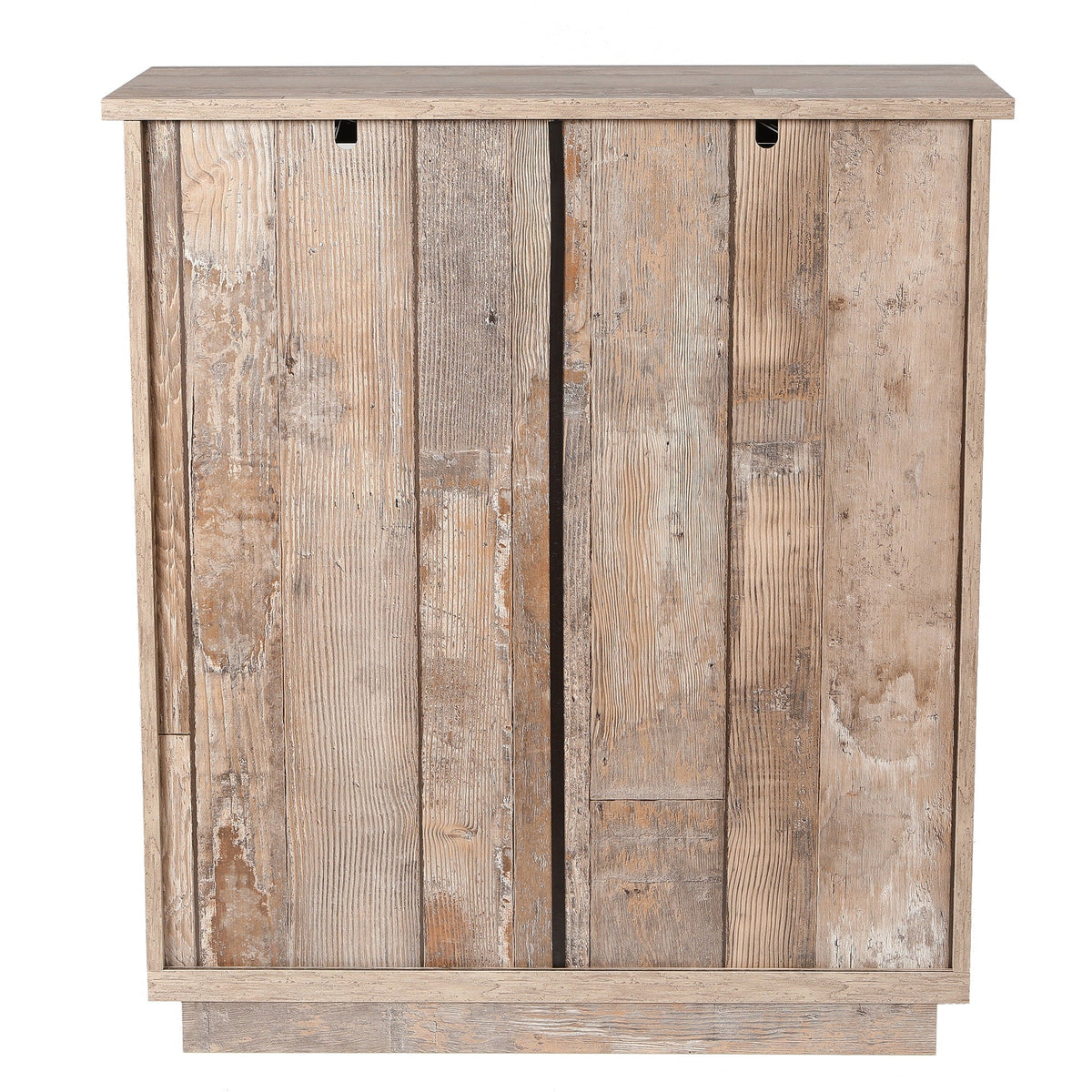 LuxenHome Rustic Wood, Distressed White, Distressed Blue Rustic Mdf Media Cabinet