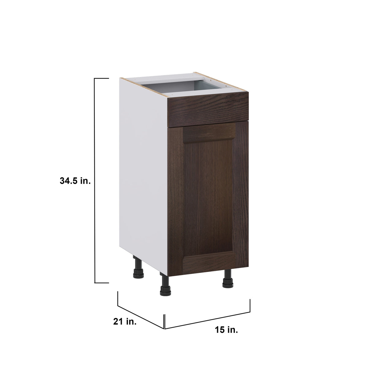 Hugo&Borg 15-in W x 34.5-in H x 21-in D Wood 1-Drawer Base Fully Assembled Cabinet (Recessed Panel Shaker Style)