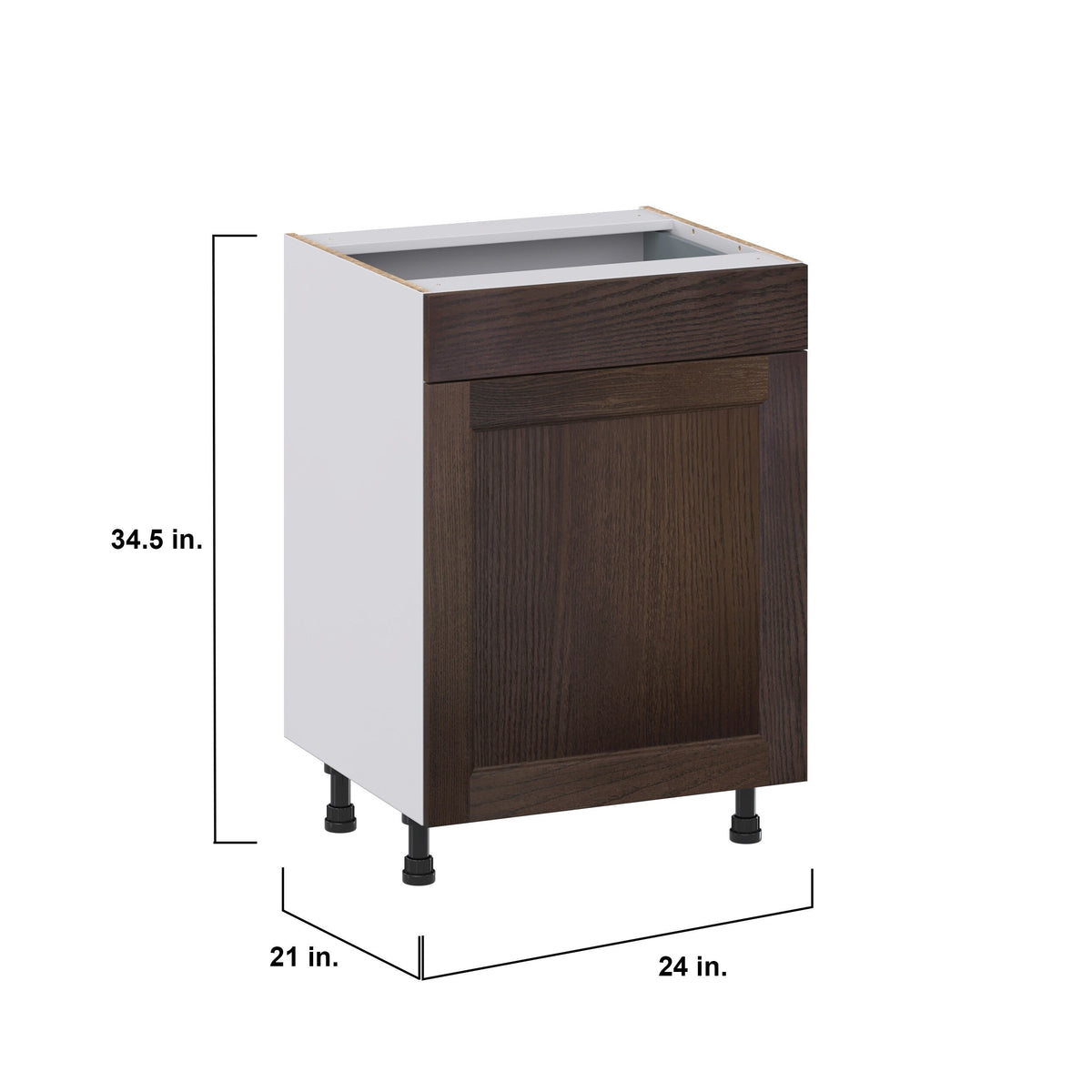 Hugo&Borg 24-in W x 34.5-in H x 21-in D Wood 1-Drawer Base Fully Assembled Cabinet (Recessed Panel Shaker Style)