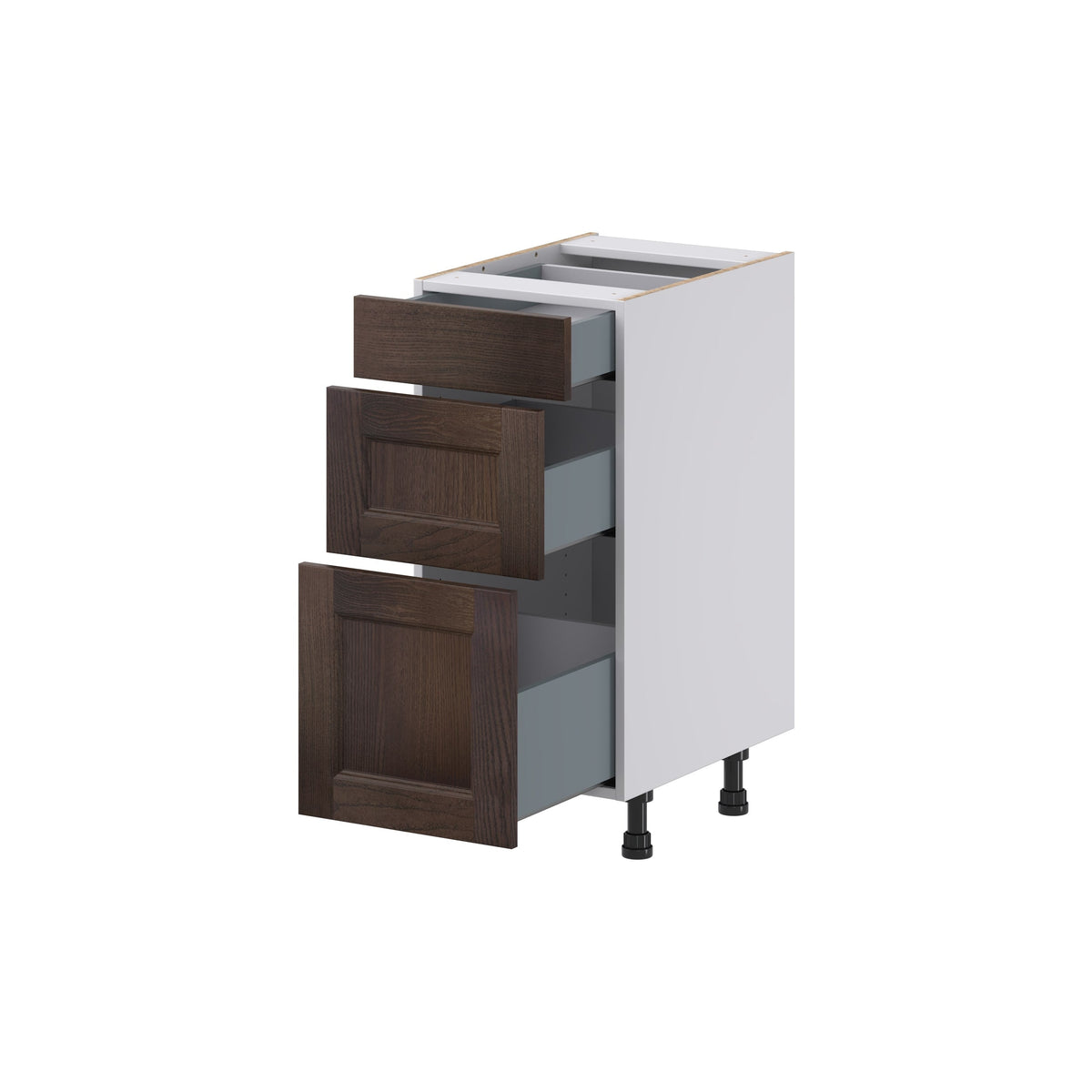 Hugo&Borg 15-in W x 34.5-in H x 21-in D Wood 3-Drawer Base Fully Assembled Cabinet (Recessed Panel Style)