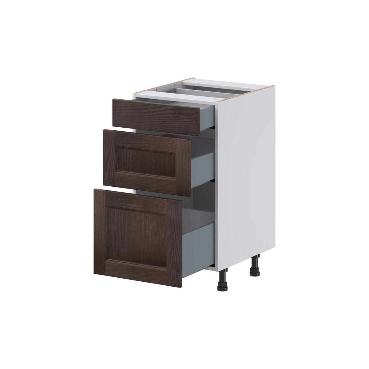 Hugo&Borg 18-in W x 34.5-in H x 21-in D Wood 3-Drawer Base Fully Assembled Cabinet (Recessed Panel Style)