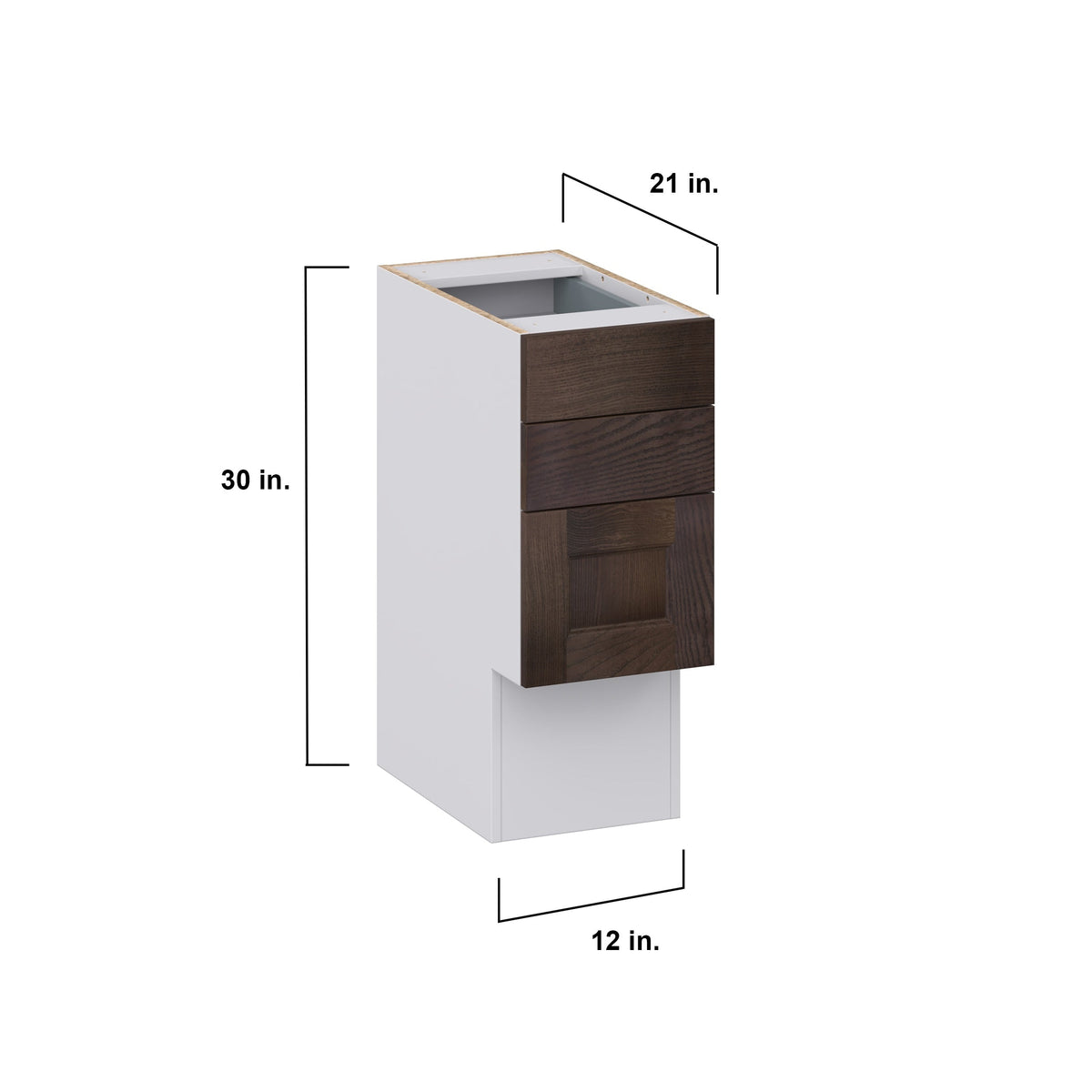 Hugo&Borg 12-in W x 30-in H x 21-in D Wood 4-Drawer Base Fully Assembled Cabinet (Recessed Panel Style)