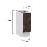 Hugo&Borg 12-in W x 32.5-in H x 24-in D Wood 3-Drawer Base Fully Assembled Cabinet (Recessed Panel Style)