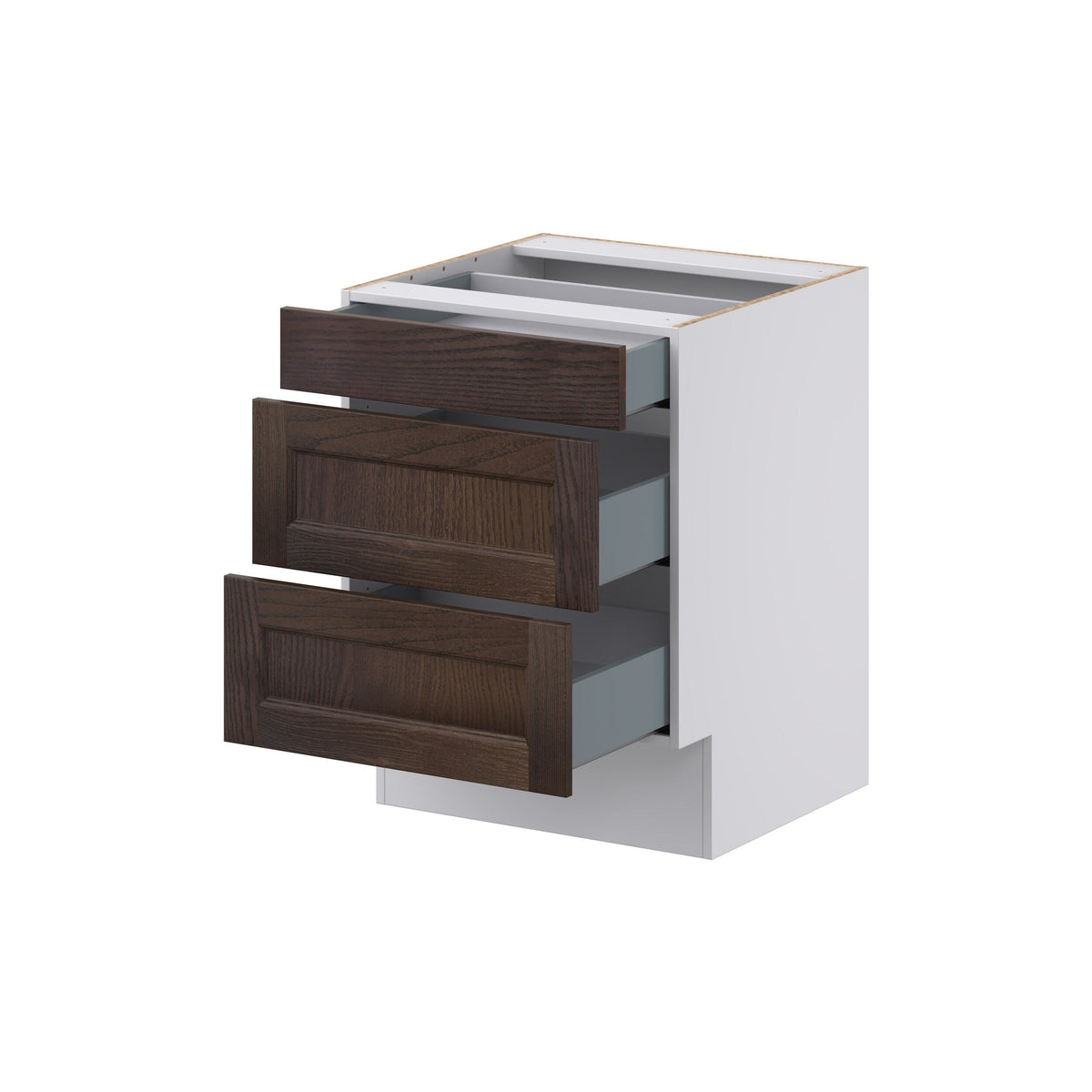 Hugo&Borg 24-in W x 32.5-in H x 23-in D Wood 3-Drawer Base Fully Assembled Cabinet (Recessed Panel Style)