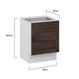Hugo&Borg 24-in W x 32.5-in H x 23-in D Wood 3-Drawer Base Fully Assembled Cabinet (Recessed Panel Style)
