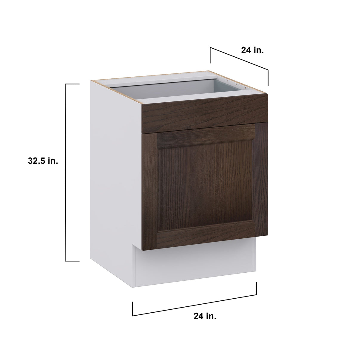 Hugo&Borg 24-in W x 34.5-in H x 24-in D Wood 1-Drawer Base Fully Assembled Cabinet (Recessed Panel Shaker Style)