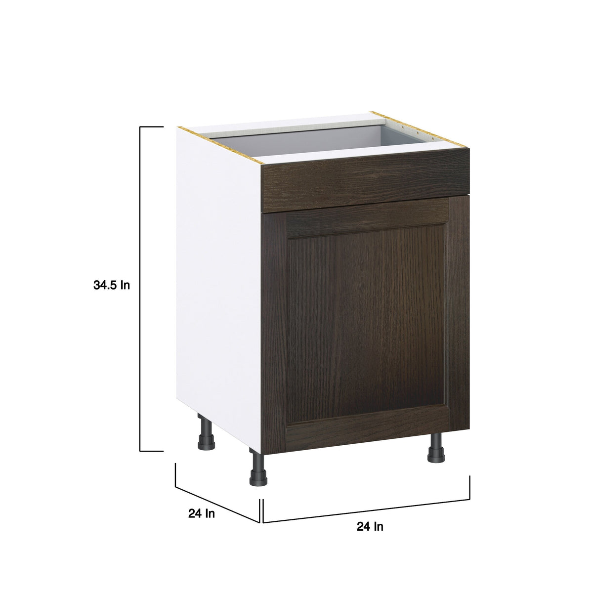 Hugo&Borg Montclaire 24-in W x 34.5-in H x 24-in D Wood 1-Drawer Base Fully Assembled Cabinet (Recessed Panel Shaker Style)