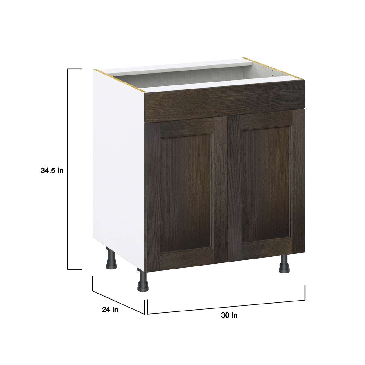 Hugo&Borg Montclaire 30-in W x 34.5-in H x 24-in D Wood Sink Base Fully Assembled Cabinet (Recessed Panel Shaker Style)