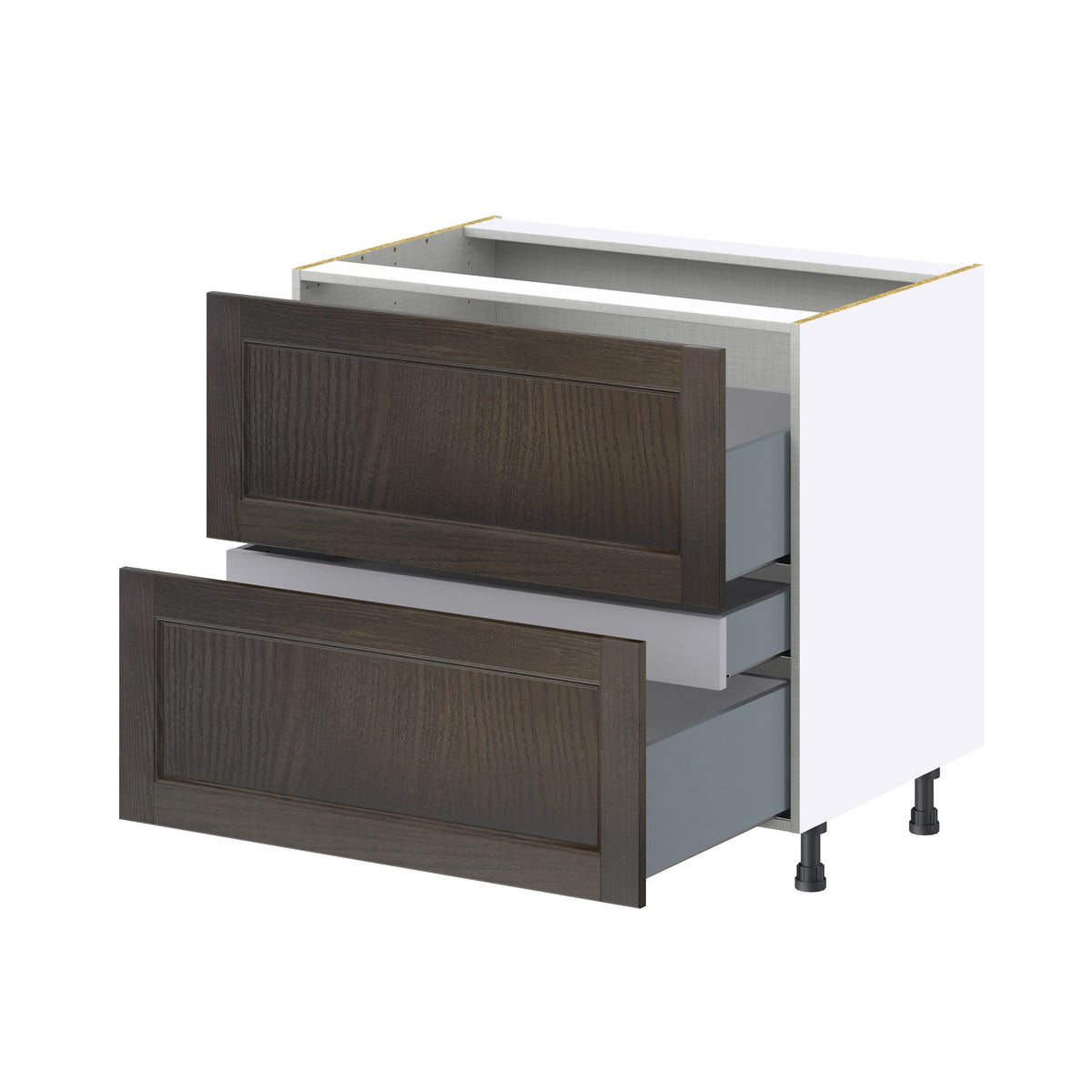 Hugo&Borg Montclaire 36-in W x 34.5-in H x 24-in D Wood 3-Drawer Base Fully Assembled Cabinet (Recessed Panel Style)