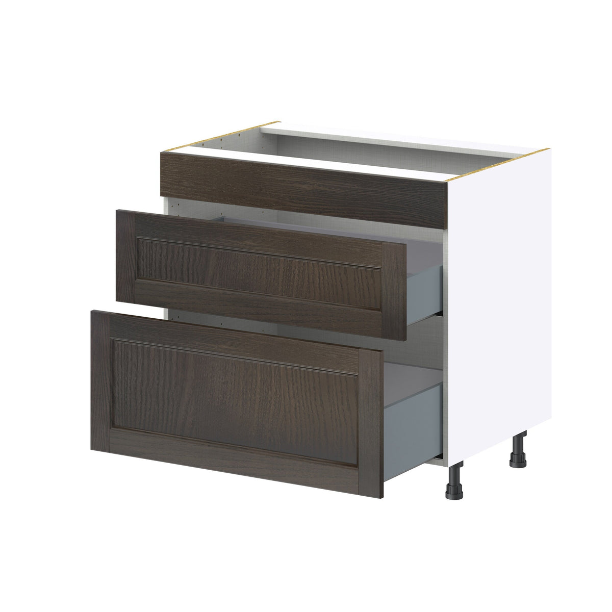 Hugo&Borg Montclaire 36-in W x 34.5-in H x 24-in D Wood 3-Drawer Base Fully Assembled Cabinet (Recessed Panel Style)