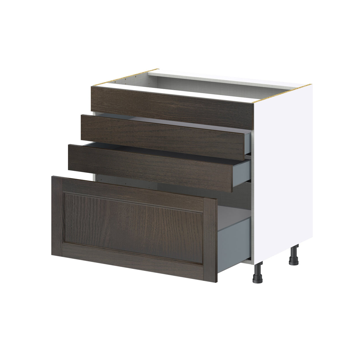 Hugo&Borg Montclaire 36-in W x 34.5-in H x 24-in D Wood 4-Drawer Base Fully Assembled Cabinet (Recessed Panel Style)