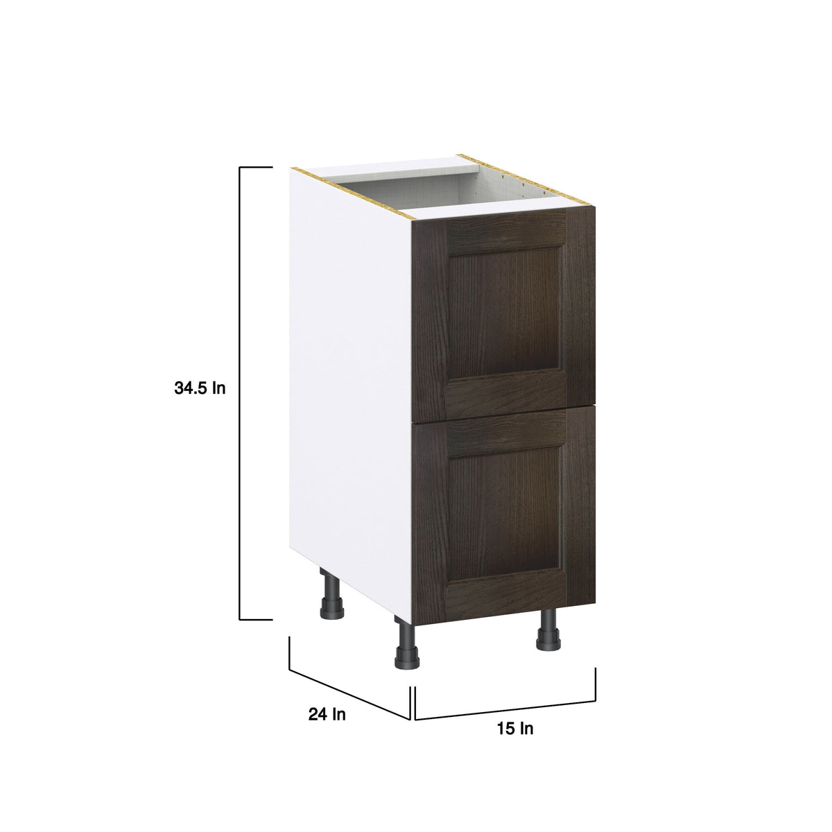 Hugo&Borg Montclaire 15-in W x 34.5-in H x 24-in D Wood 2-Drawer Base Fully Assembled Cabinet (Recessed Panel Style)