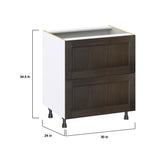 Hugo&Borg Montclaire 30-in W x 34.5-in H x 24-in D Wood 2-Drawer Base Fully Assembled Cabinet (Recessed Panel Style)