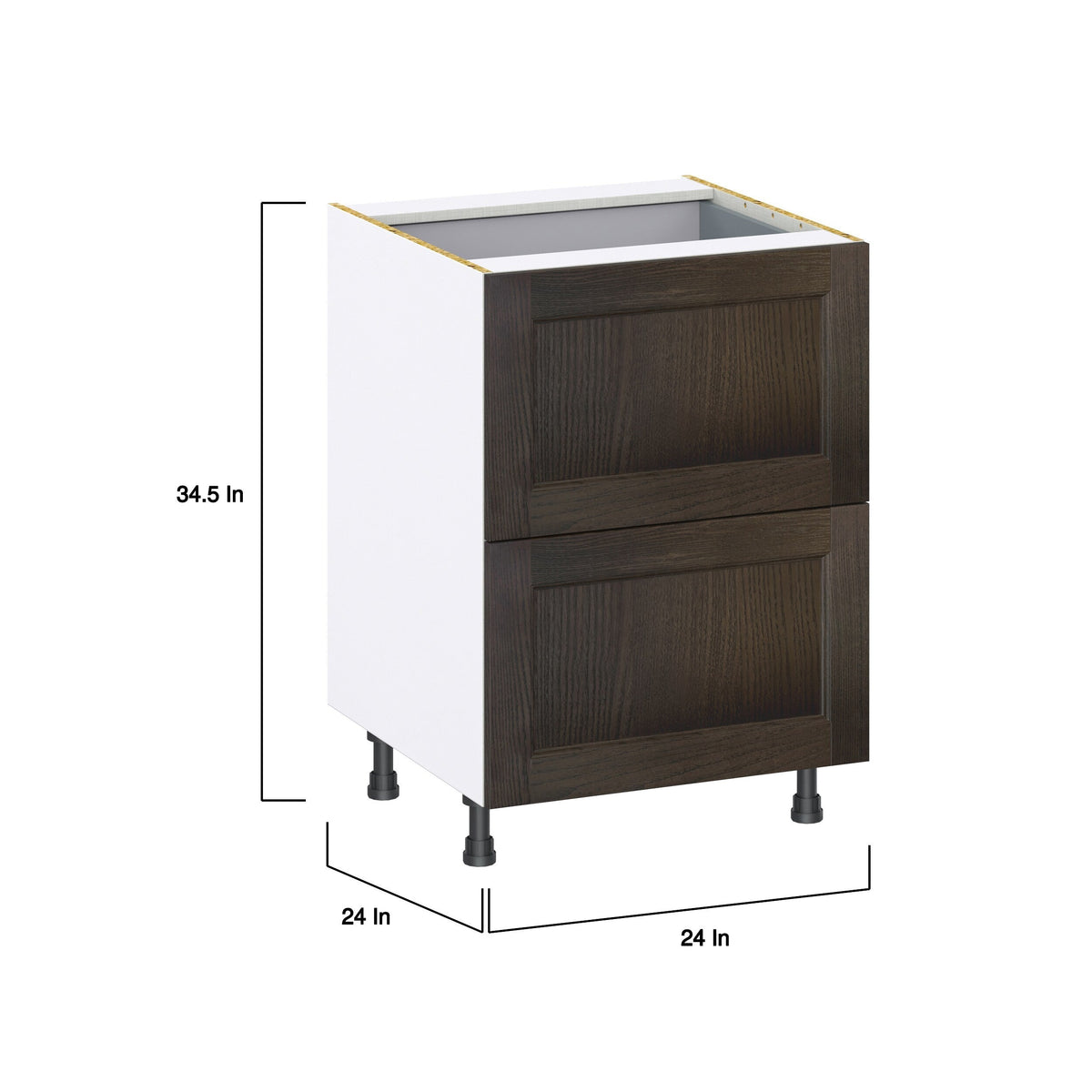 Hugo&Borg Montclaire 24-in W x 34.5-in H x 24-in D Wood 3-Drawer Base Fully Assembled Cabinet (Recessed Panel Style)
