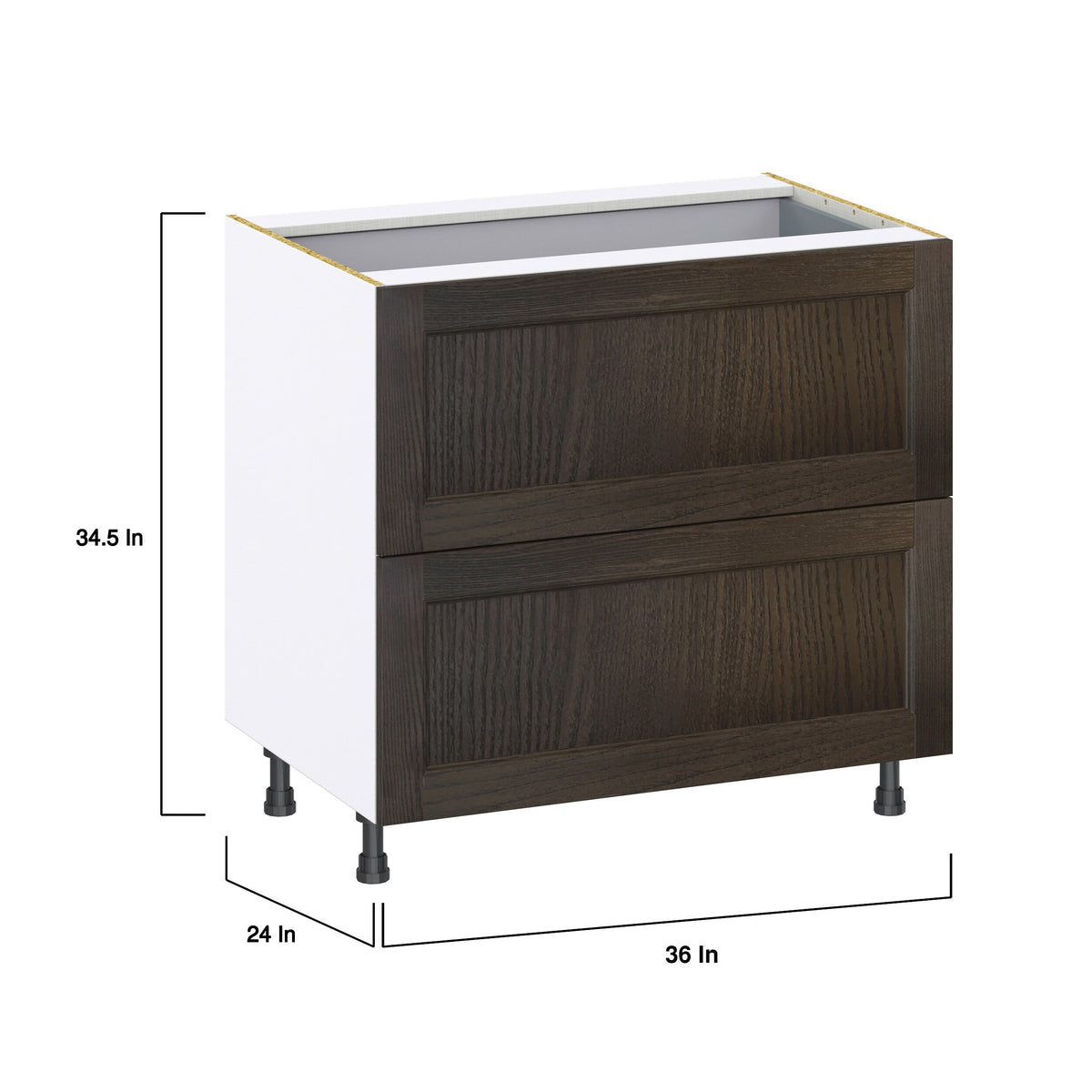 Hugo&Borg Montclaire 36-in W x 34.5-in H x 24-in D Wood 3-Drawer Base Fully Assembled Cabinet (Recessed Panel Style)