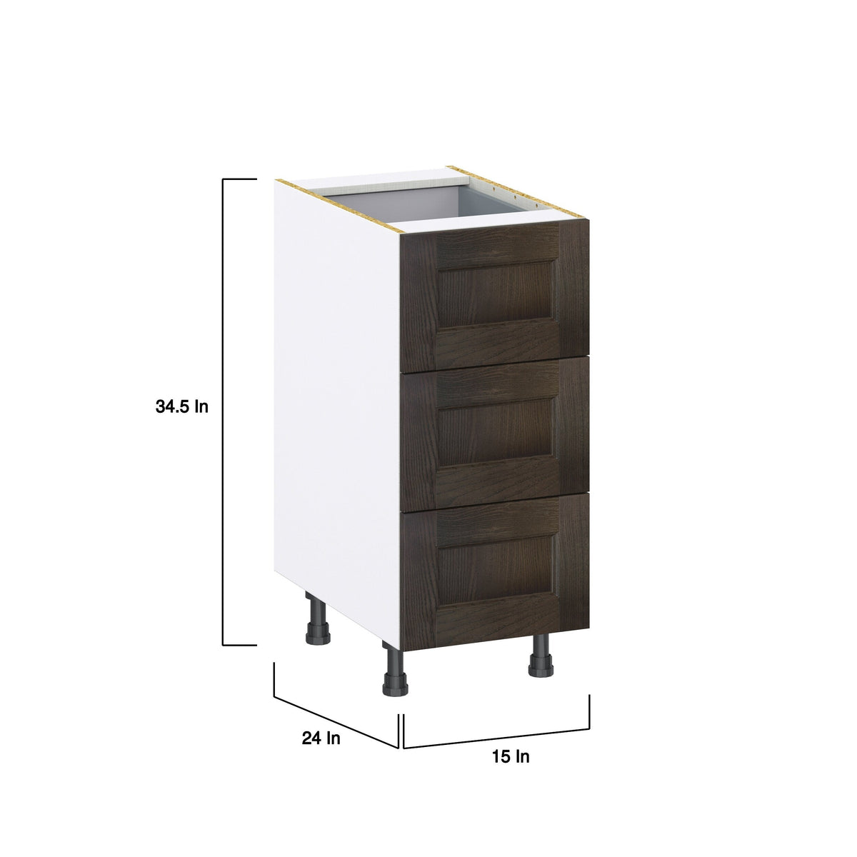 Hugo&Borg Montclaire 15-in W x 34.5-in H x 24-in D Wood 4-Drawer Base Fully Assembled Cabinet (Recessed Panel Style)