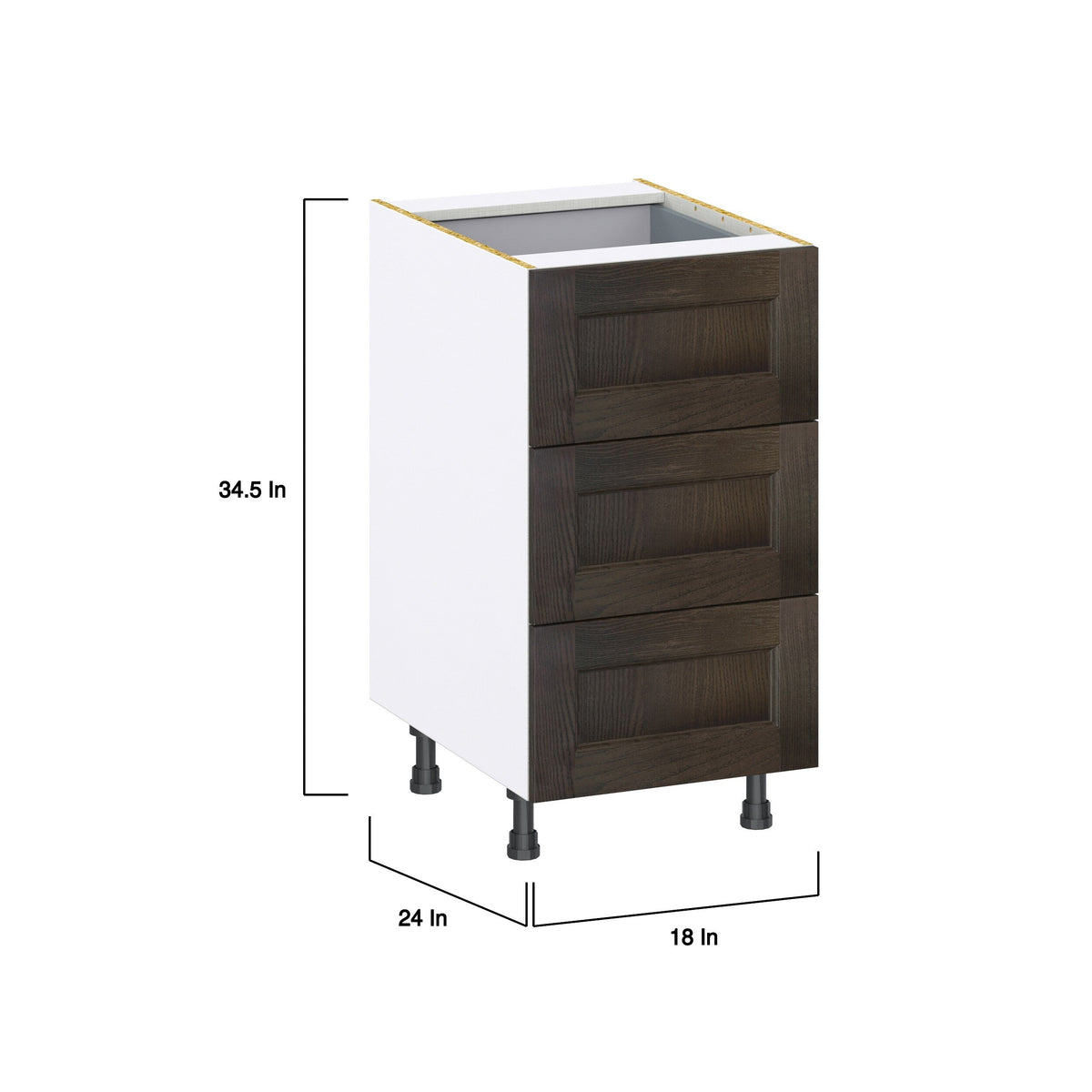 Hugo&Borg Montclaire 18-in W x 34.5-in H x 24-in D Wood 4-Drawer Base Fully Assembled Cabinet (Recessed Panel Style)