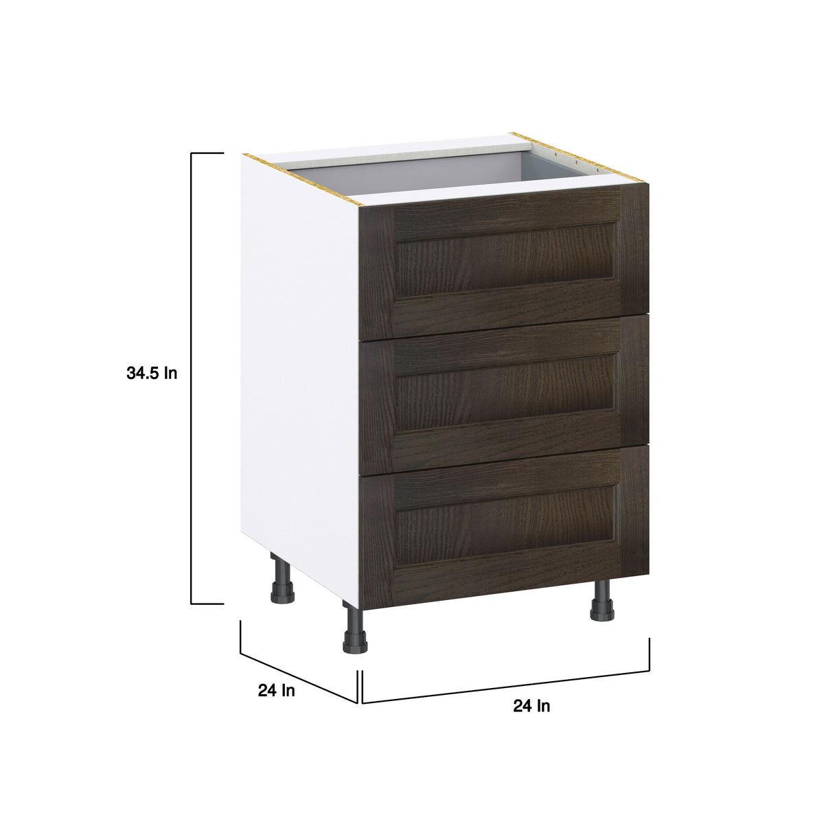 Hugo&Borg Montclaire 24-in W x 34.5-in H x 24-in D Wood 4-Drawer Base Fully Assembled Cabinet (Recessed Panel Style)
