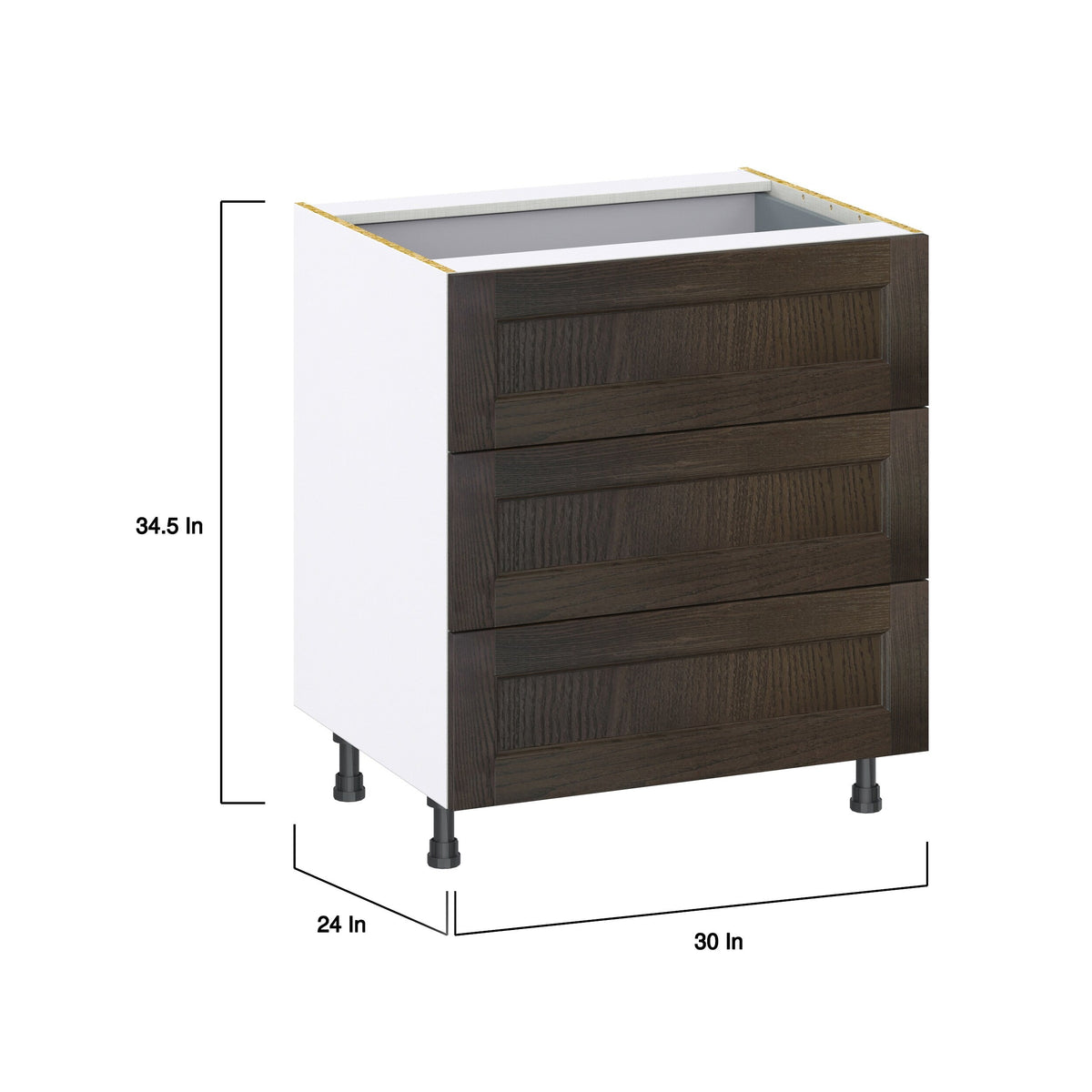 Hugo&Borg Montclaire 30-in W x 34.5-in H x 24-in D Wood 4-Drawer Base Fully Assembled Cabinet (Recessed Panel Style)