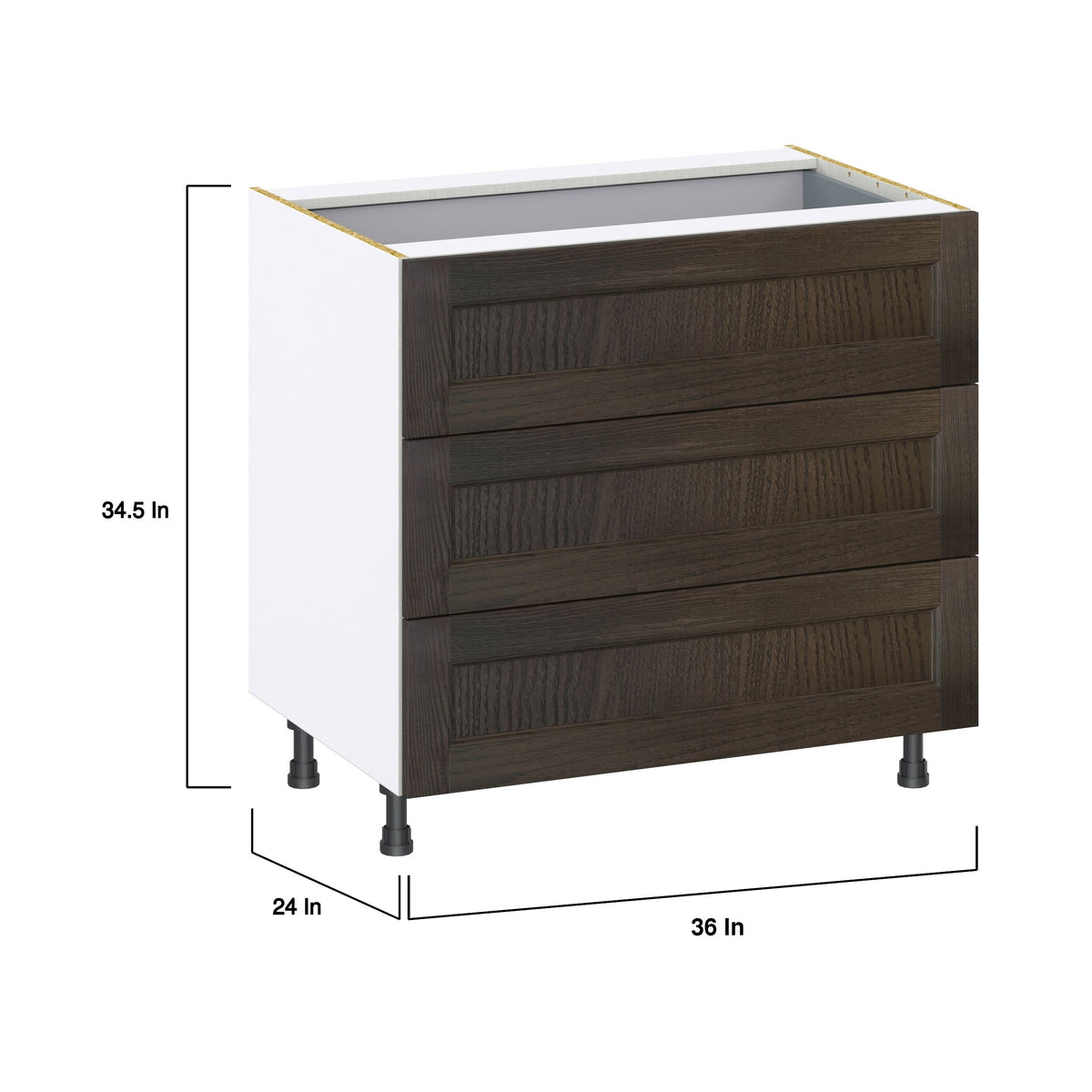 Hugo&Borg Montclaire 36-in W x 34.5-in H x 24-in D Wood 4-Drawer Base Fully Assembled Cabinet (Recessed Panel Style)